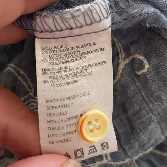 Anthropologie Isabella Sinclair Tillie gauzy chambray embroidered smalll dress - Picture 8 of 8